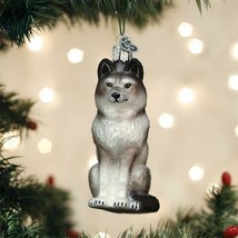 Old World Christmas Sitting Wolf Glass Christmas Ornament 12545 - £13.53 GBP