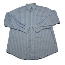 Kenneth Cole Shirt Mens L 16 16.5 34 35 Blue White Striped Long Sleeve Button Up - £19.76 GBP