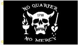 3X5 Pirate No Quarter No Mercy 1718 Skull Black Flag Banner 100D W/GROMMETS - £6.30 GBP
