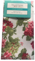 Waverly Fabric Napkins Rolling Meadows 19x19&quot; Set of 4 Pink Hydrangea Sp... - $24.49