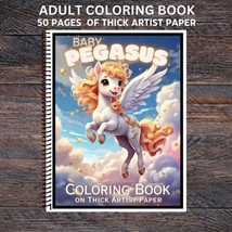 Baby Pegasus - Spiral Bound Adult Coloring Book - Thick Artist Paper - £25.43 GBP