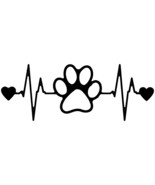 Heart beat rhythm with dog paw Logo Vinyl Decal - $2.59+