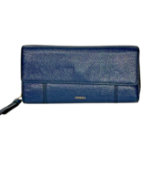 Fossil pebbled navy blue leather zip-around snap-fold - READ - $14.25