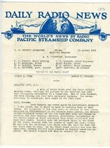 1931 Pacific Steamship Daily Radio News SS Dorothy Alexander Skagway Alaska - £19.84 GBP