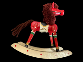 Russ Vintage Rocking Horse Figurine Toy Holiday Decor 6 x 6&quot; red Brown Wood - $258.83 MXN