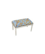 123 Creations 100 Percent Wool Blue Blossoms Needlepoint Upholstered Sol... - $340.89