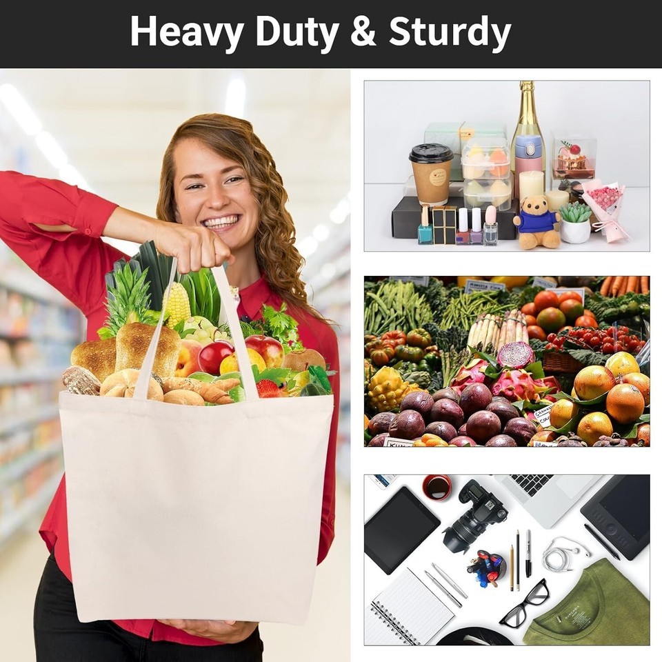 Natural Cotton Canvas Tote Bags - 12 Pack with Zipper, Perfect for DIY & Beach Item image 6