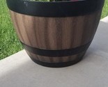 Large Resin Planter Garden Flower Plant Pot Walnut Barrel, Pots, Indoor,... - £10.96 GBP