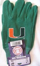 Work Gloves Miami Hurricanes Mens One Size Adult Green NEW Florida Garden OSFM - £8.26 GBP