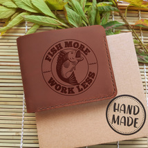 Fly Fishing Gift Personalized Leather Wallet Custom Handmade Mens Wallet - £35.30 GBP