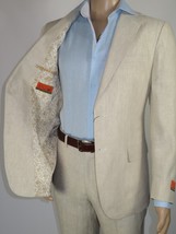 Men's ENZO Linen Spring Summer Suit Light Weight Breathable E58302-7 Natural image 4