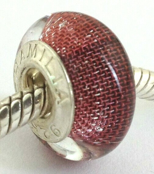 Chamilia Cranberry Mesh Bead, Murano Glass, Ob-193 New - $24.69
