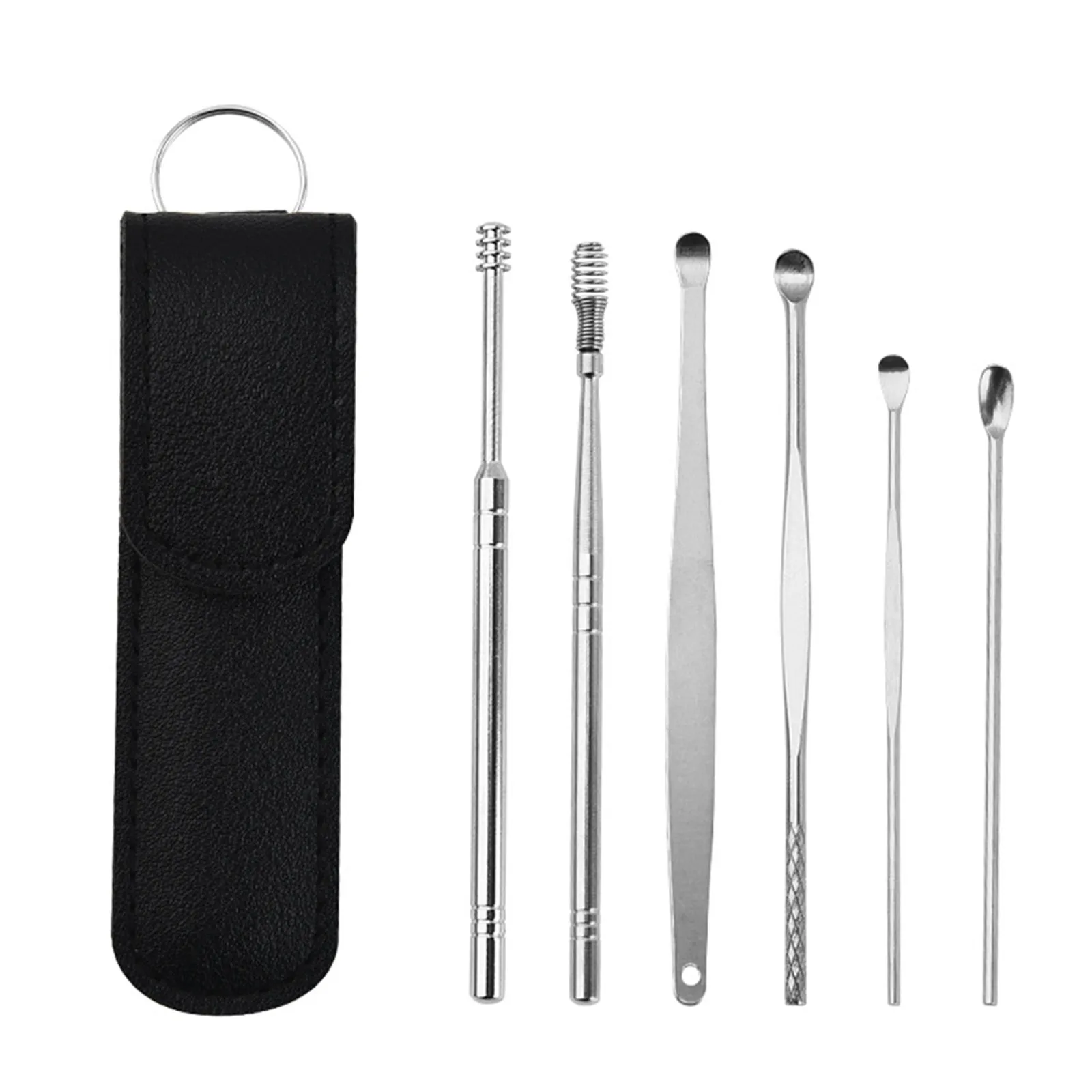 Wax cleaner tool set stainless steel earpick spiral ear cleaner with storage bag earwax thumb200