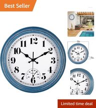 12-Inch Retro Waterproof Wall Clock with Thermometer - Elegant Timekeeping - $42.52
