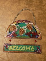 Hand Painted Turtles Sealife Welcome Glass Hanging Suncatcher Window/Wal... - £23.35 GBP