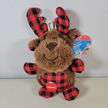 Dog Squeak Toy Stuffed Plush 9 in Vibrant Life Holiday Plaid Moose New - £7.95 GBP