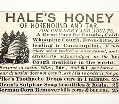 1885 Medical Hale&#39;s Honey Horehound Quack Medicine Advertisement Antique 1 - £9.04 GBP