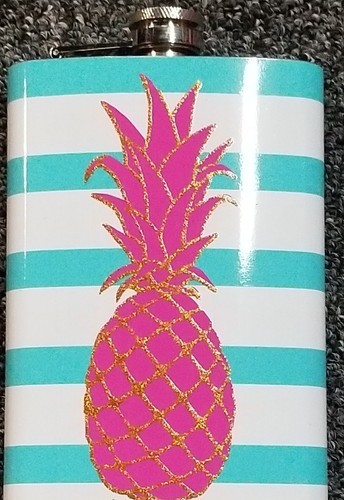 DEI Brand ~ Stainless Steel ~ Pineapple ~ 8 Oz Flask ~  6" x 3.75" x 1" Item image 2