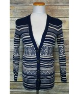 Womens Madewell Stitchstripe Merino Wool Cardigan Sweater Blue Cream XS-S - $29.70