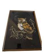 Vintage Owl Sequin &amp; Embroidery Art Wall Hanging In Wooden Frame SKU 7131 - £113.90 GBP