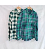 TWO Crewcuts Janie Jack Boys Long Sleeve Button Down Shirts Plaid Size 1... - $424.02 MXN
