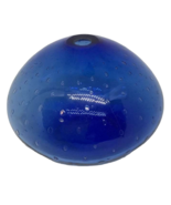 Cobalt Blue Vase UFO Art Glass Controlled Bubbles Oil Candle Wick Handbl... - $23.71