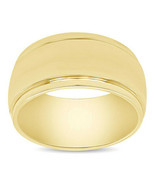 Comfort-Fit Polished Wedding Men&#39;s Band Ring 14K Yellow Gold Over 10MM - £95.64 GBP