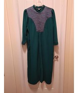 Vintage Partners Intimates Women Robe Housecoat 1/4 Zip Emerald Green Fl... - £14.69 GBP