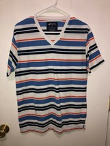 Pacific Polo Club Striped V Neck T Shirt Men&#39;s Size Medium - $4.94