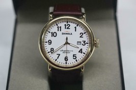 Shinola Runwell 47MM Argonite 715 Gold Plated Brown Leather Strap Watch 20001118 - £313.99 GBP