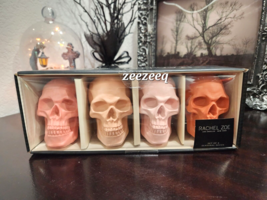 Halloween Rachel Zoe Pink Peach Skulls Figurines Tier Tray Decor  3&quot; Resin New - £28.96 GBP