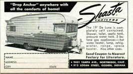 1961 Print Ad Shasta Travel Trailers Drop Anchor Northridge,CA, Goshen,IN - £6.46 GBP