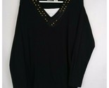 Brunswick Square Women&#39;s Black Beaded Studded Long Sleeve Shirt Size XL - $14.54