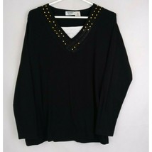 Brunswick Square Women&#39;s Black Beaded Studded Long Sleeve Shirt Size XL - £11.62 GBP