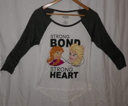 Disney Frozen Strong Bond Strong Heart 3/4 Sleeve Raglan T-Shirt Size L - £9.44 GBP