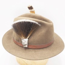 Flechet Alpine Brown Green Felt Hat Size 56 Octoberfest - £29.59 GBP