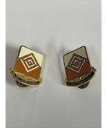 Pair Of US Military 57th Signal Battalion Insignia Pins - Vincimus Spati... - $14.85