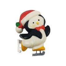 1983 Hallmark Card Christmas PENGUIN ICE SKATING w Tuxedo Holiday - $8.90