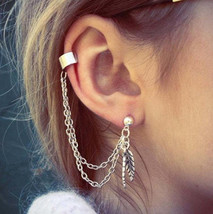 Silver Dangle Ear Cuff Clip Stud Wrap Earring - $22.75