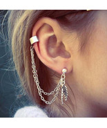 Silver Dangle Ear Cuff Clip Stud Wrap Earring - $31.92 CAD