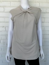 MM Lafleur Sleeveless Blouse Top Cream Knit Crepe Crossover Size Large - $47.36