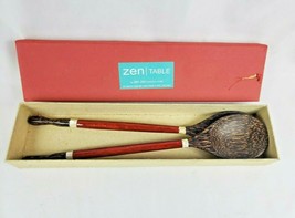 NOS Set of ZenTable Wood Handmade Utensils Salad Kitchen Spoons from Bali - £26.83 GBP