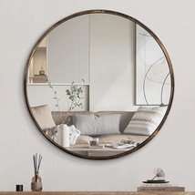 Round Wall Mirror Bronze 20 Inch -Circular Metal Framed Wall Mounted, Bedroom - £49.28 GBP