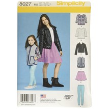 Simplicity 8027 Child&#39;s and Girl&#39;s Jacket, Tops, Skirts, and Leggings Sewing Pat - £15.92 GBP