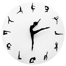 Yoga Postures Wall Clock GYM Fitness Flexible Girl Silent Modern Clock Watch Hom - £31.91 GBP