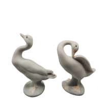 Lladro White Goose Figurines 4552 4553 Duck Geeze Lot of 2 Porcelain Matte - £28.92 GBP