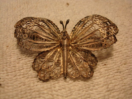 Vintage Filigree BUTTERFLY Brooch Pin marked 1000 - £31.55 GBP