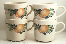 Corning Abundance Mugs Corelle Fruits Orange Bone Coffee Cup Lot of 4 - £15.91 GBP