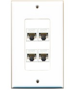 RiteAV - 4 Port Cat5e Ethernet Female-Female (Single Gang) White Wall Pl... - £10.87 GBP