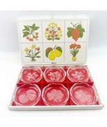 Vintage Hirota Glass Co. 6 Coasters Embossed Byron Hand Made Glass Flowe... - £23.67 GBP